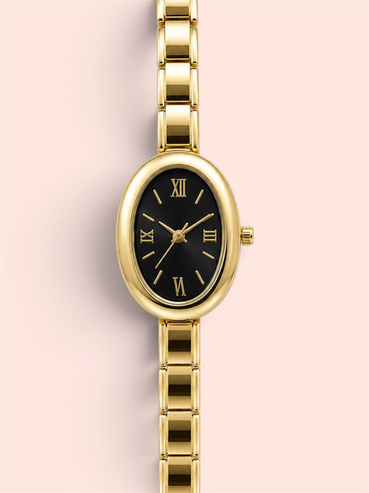 Montre Ovale Nuit Dorée